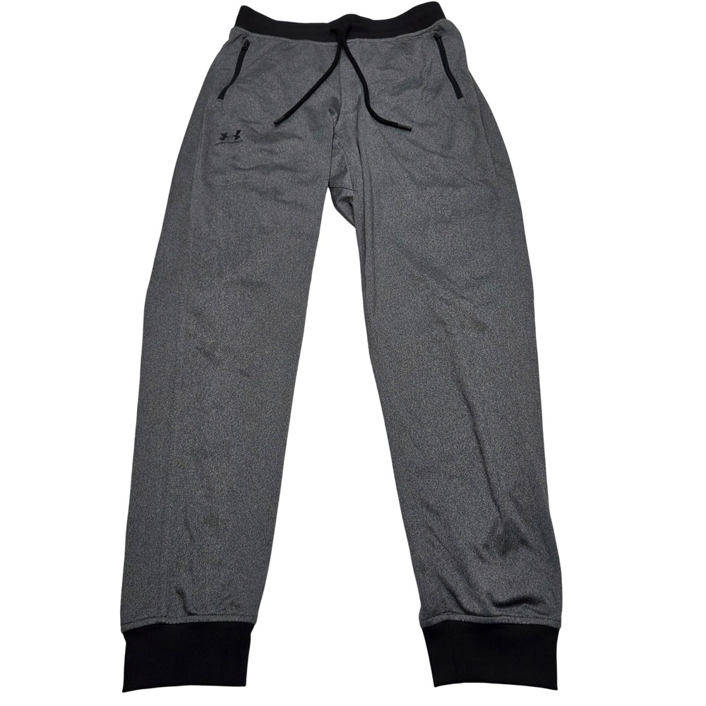 Under Armour Sportstyle Jogger Pants Men Medium Grey Black 1290261 Zipper Pocket